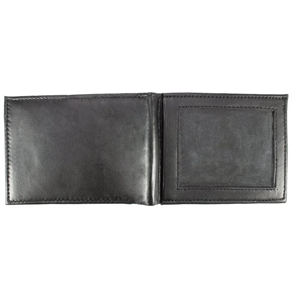 Men Bifold Lambskin Leather Black Wallet